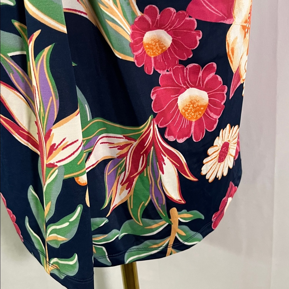 Beach Break Navy Multicolor Floral Sleeveless V-Neck Beach Dress Swim Coverup - Picture 13 of 15